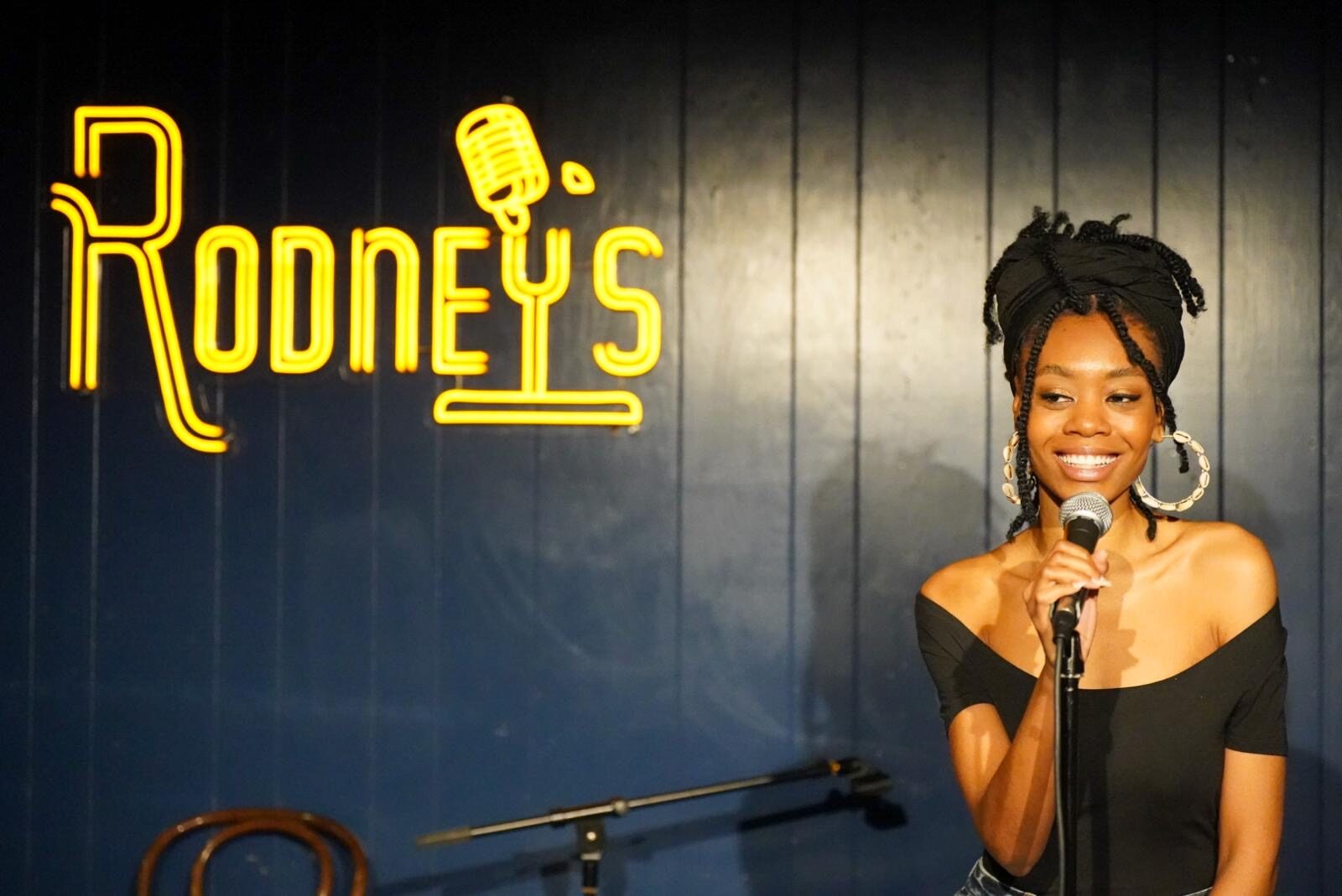 Mariah Scott performing on stage at Rodney’s